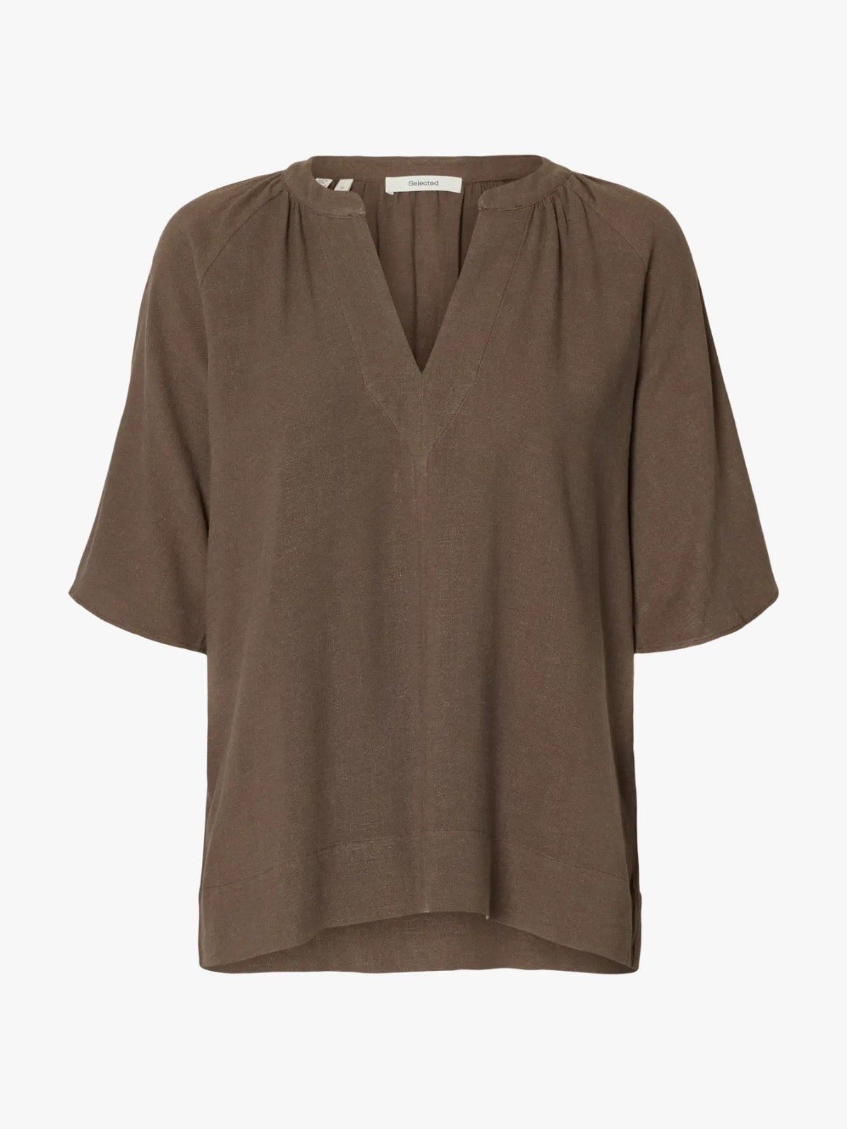 Selected Viva V-neck Linen blend top