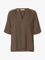 Selected Viva V-neck Linen blend top