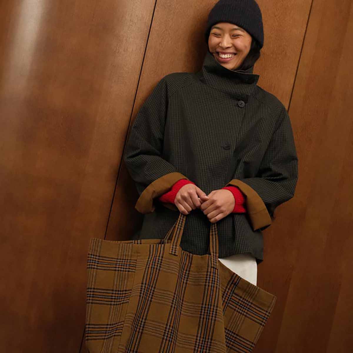 Rose in April Katoenen Tartan Shopper
