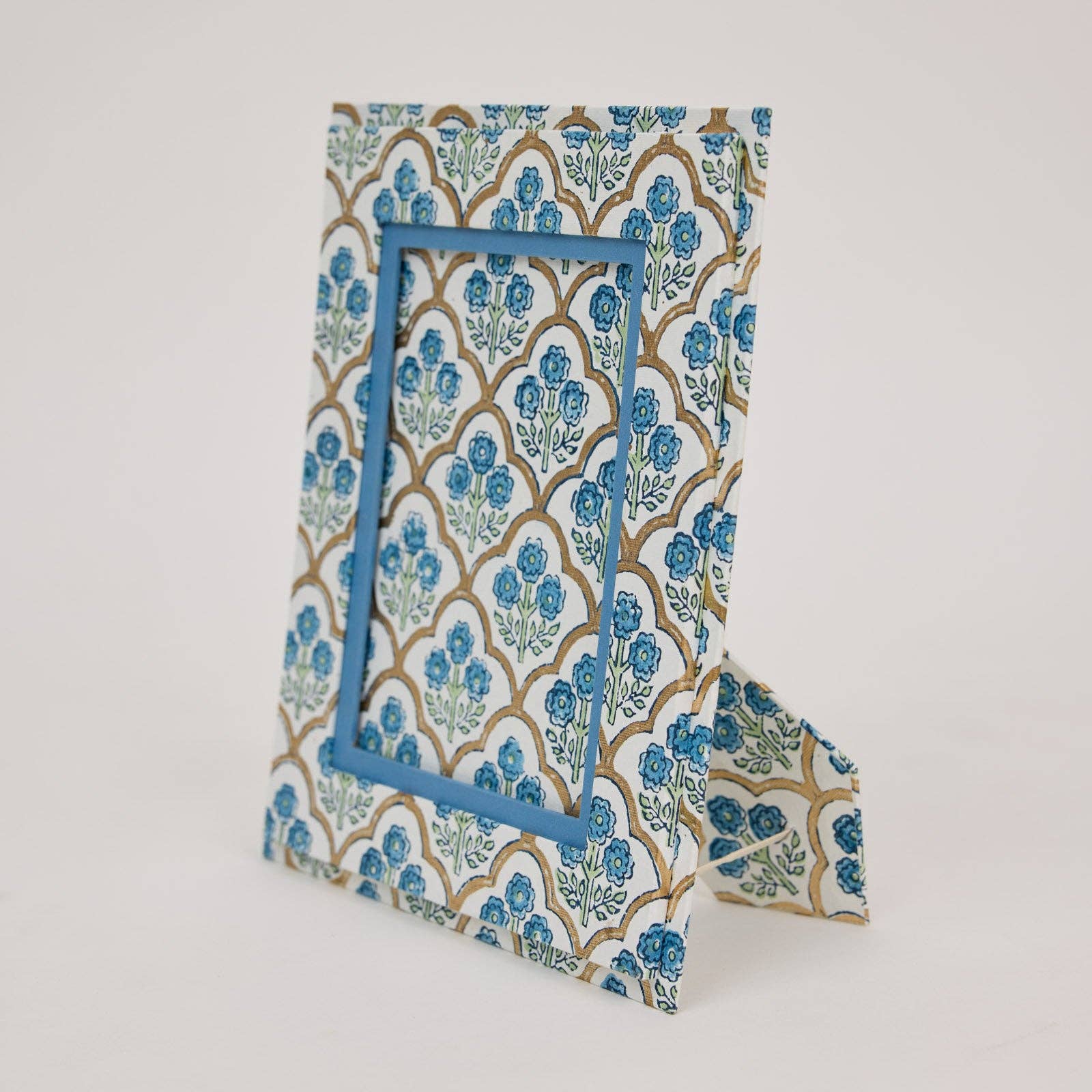 Paper Mirchi Blokgedrukte Fotolijst (5X7) - Trellis Indigo
