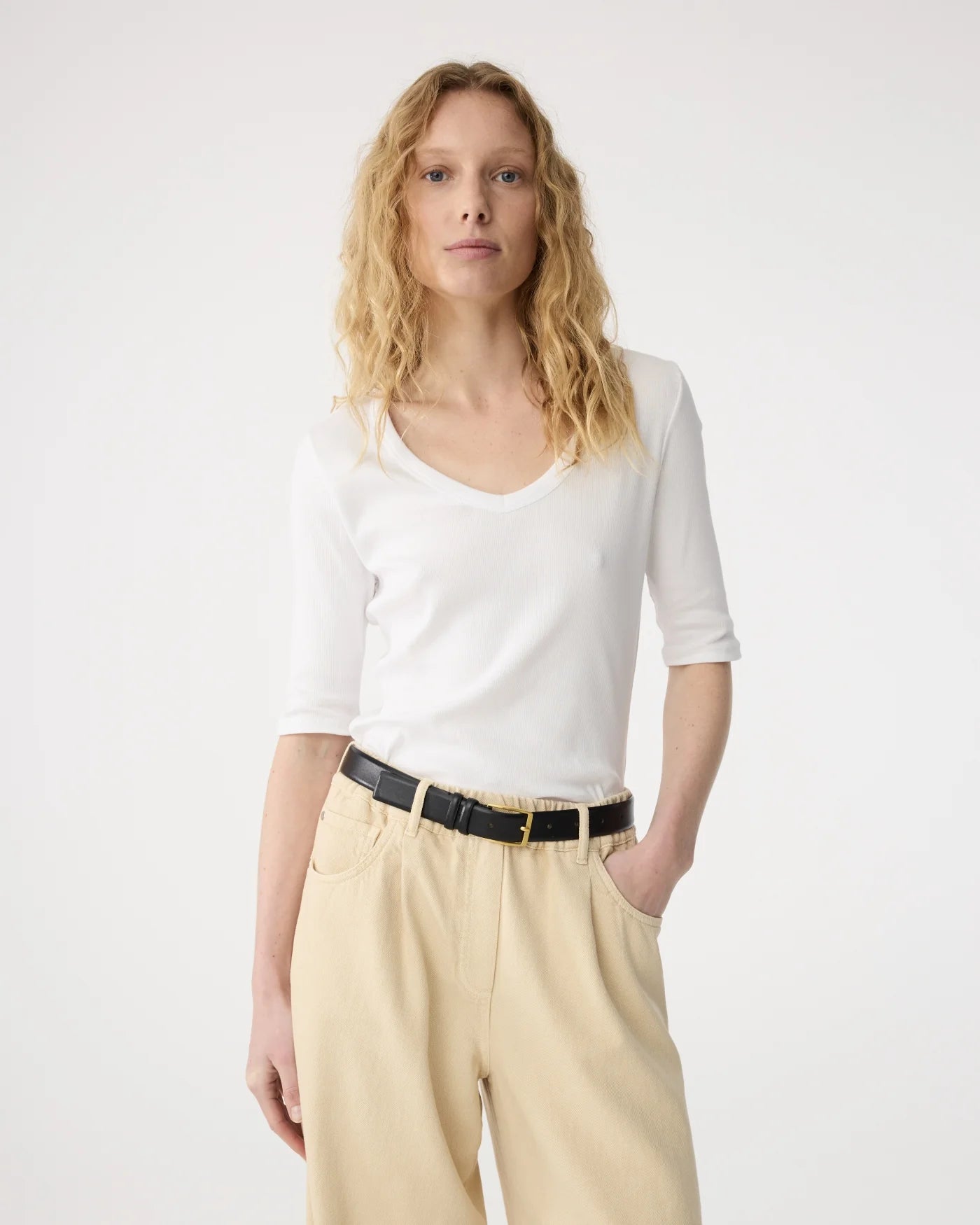 Knit-ted Eden T-shirt dames | Rib top met V-hals