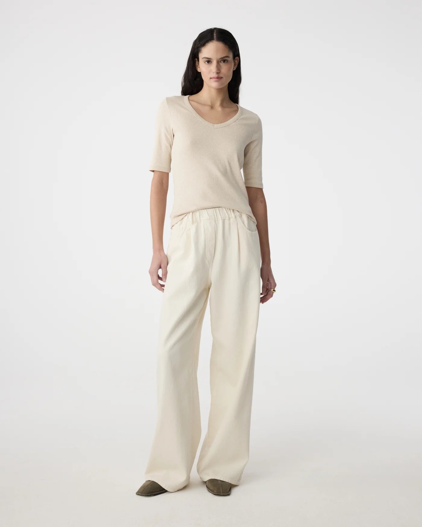 Knit-ted Eden T-shirt dames | Rib top met V-hals