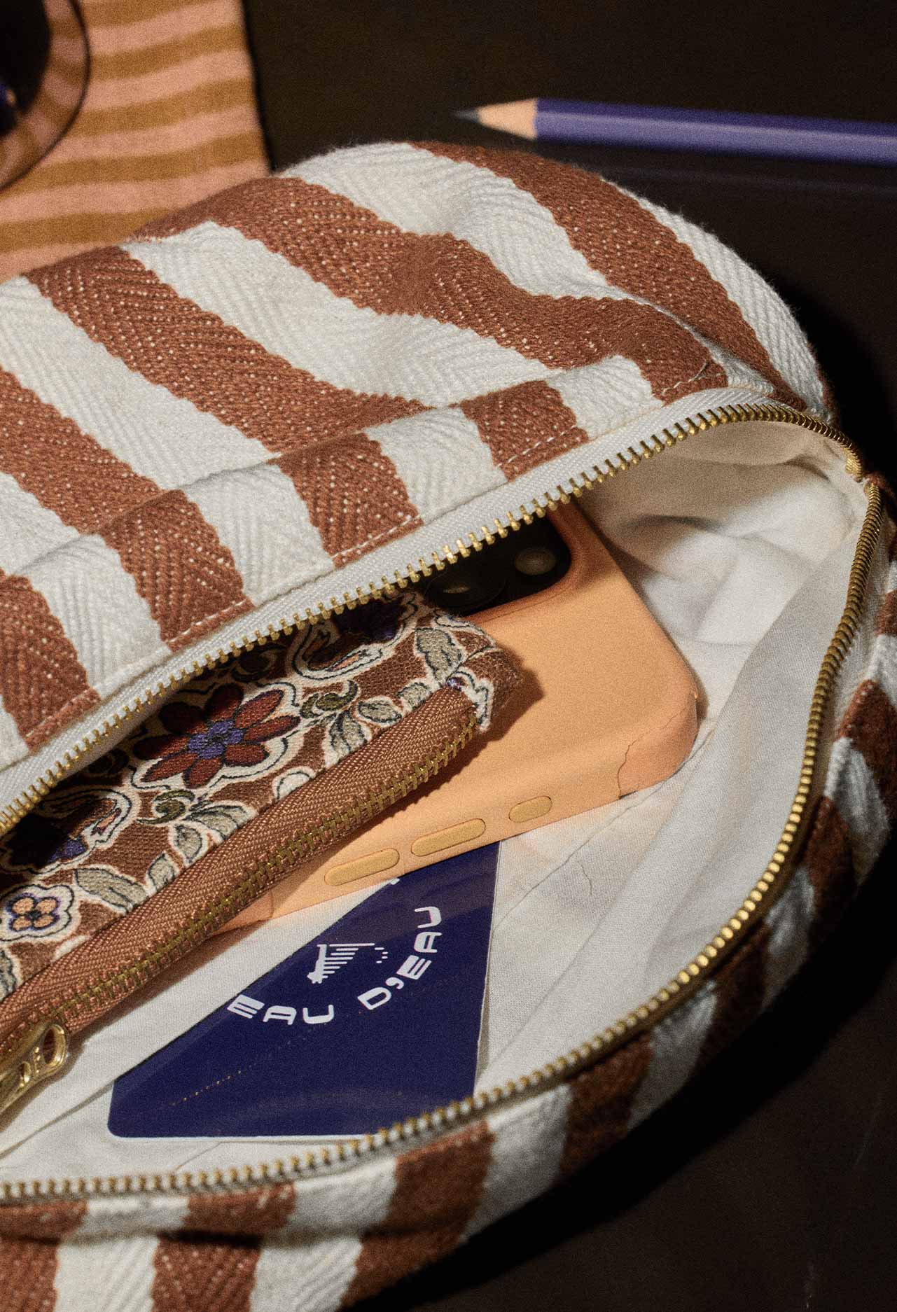 Gabrielle Paris Moka Stripes katoenen heuptasje