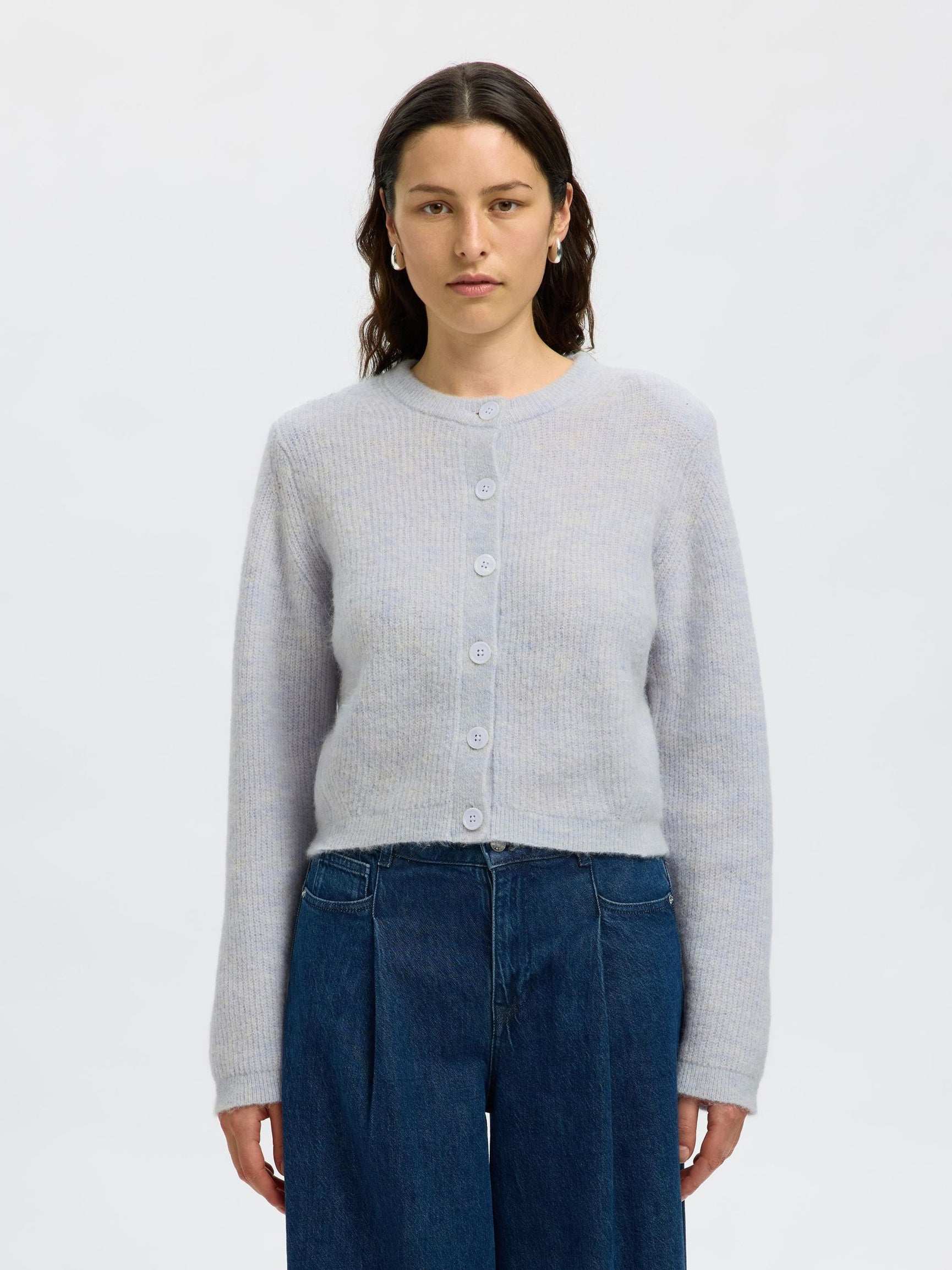 Selected SLFSia Ras knit cropped cardigan