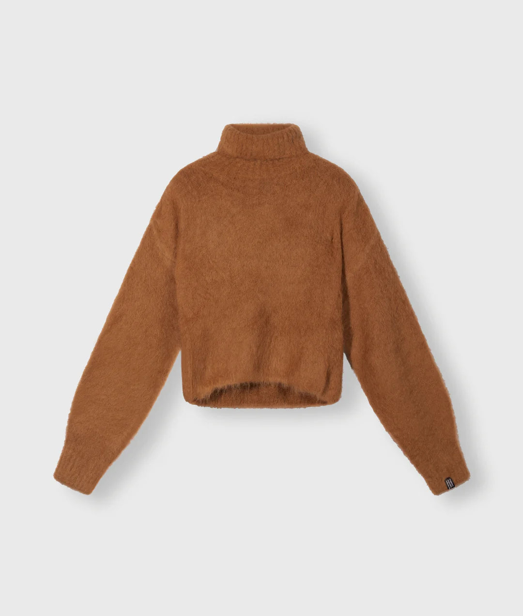 10 Days  cropped knit turtleneck suede