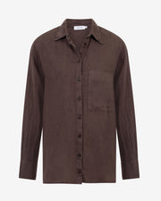 Knit-ted Pepper blouse van linnen bruin