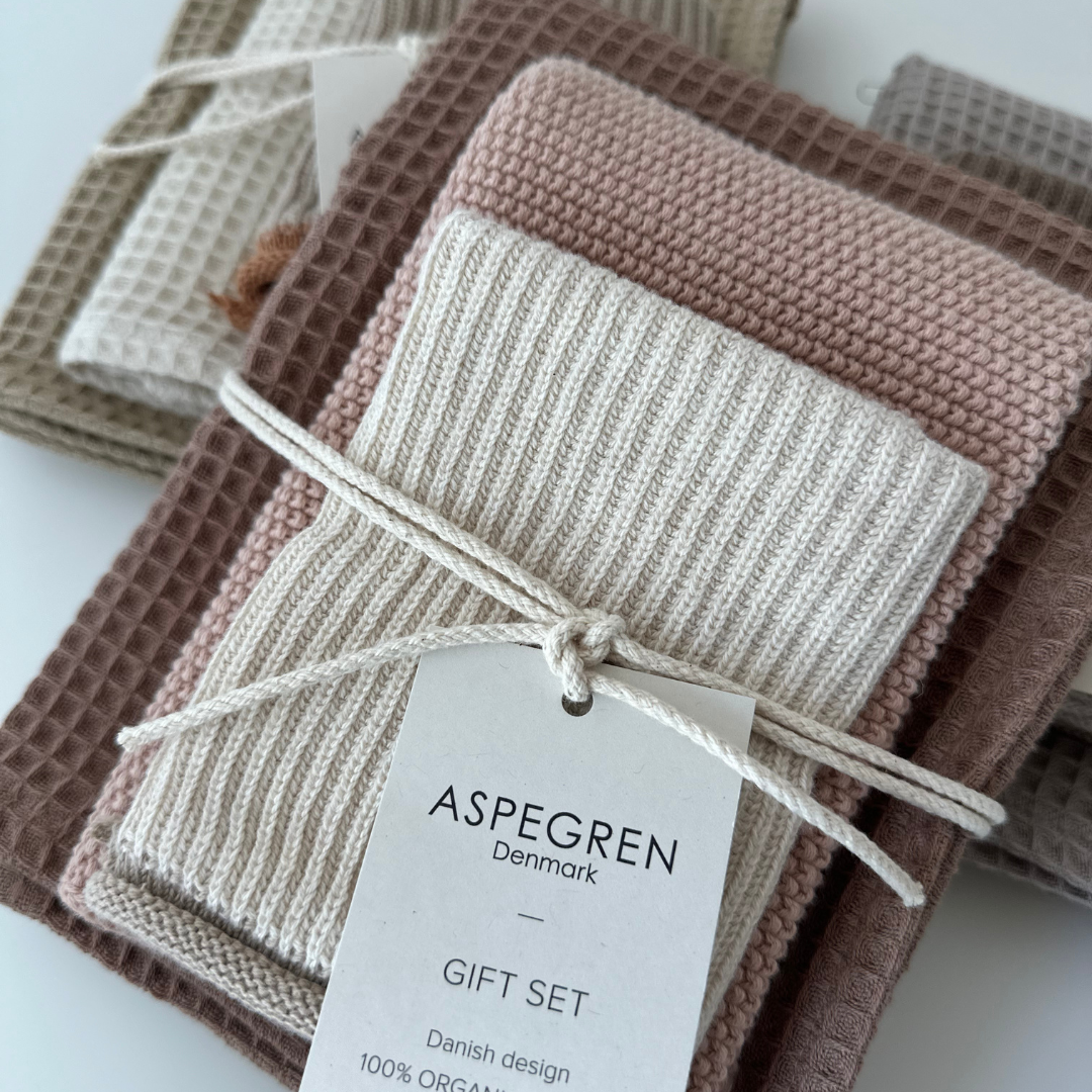 Aspegren Denmark Cadeauset - 100% biologisch katoen - Set van 3 - Mocha Mousse
