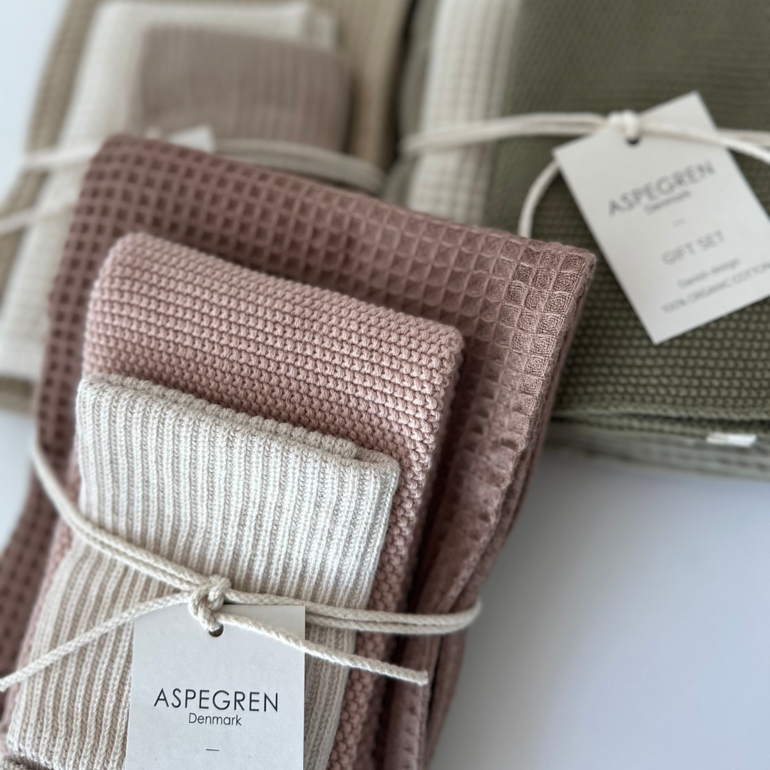 Aspegren Denmark Cadeauset - 100% biologisch katoen - Set van 3 - Mocha Mousse