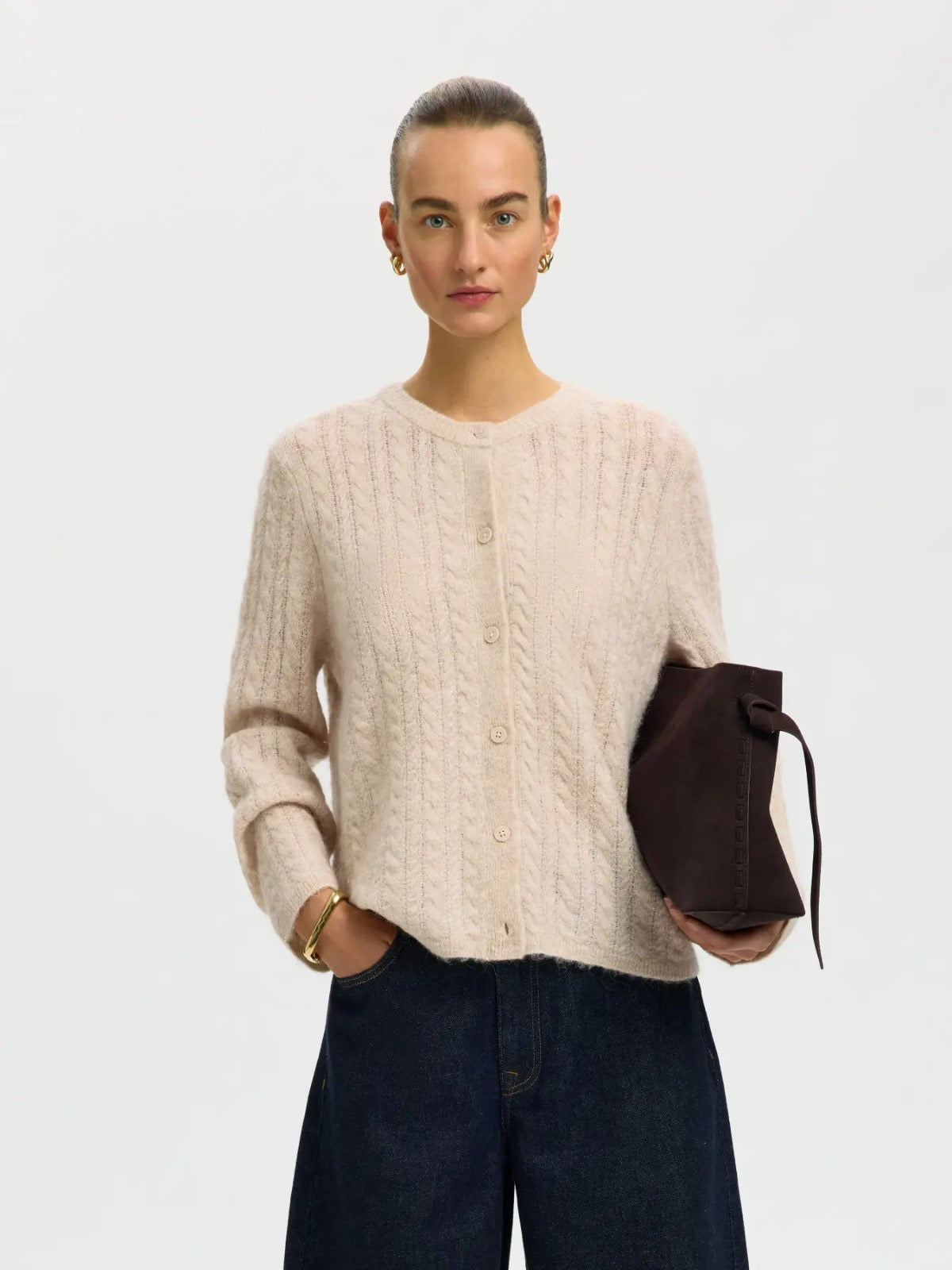 Selected Lulu New Knit Cable Cardigan
