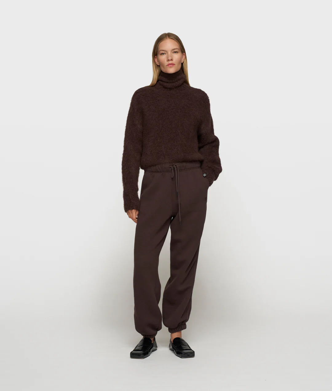 10 Days  cropped knit turtleneck suede
