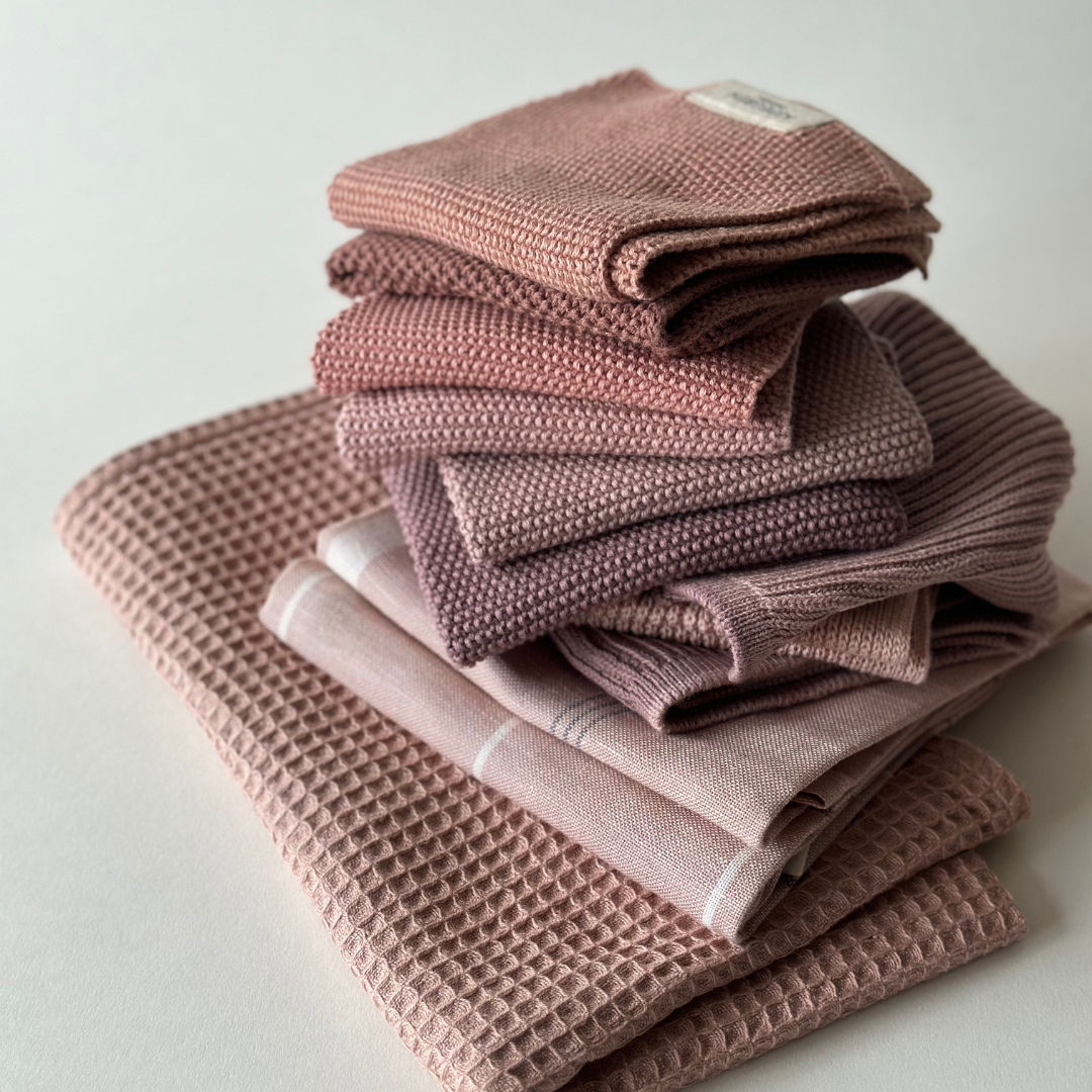 Aspegren Denmark Vaatdoeken - Biologisch Katoen - Set van 2 - Gebreid - Mauve