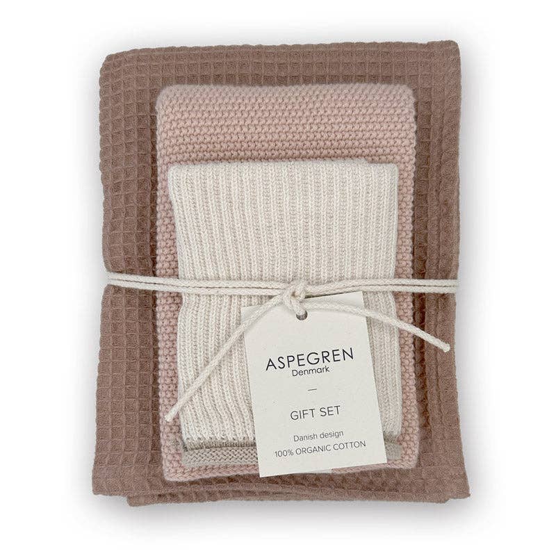 Aspegren Denmark Cadeauset - 100% biologisch katoen - Set van 3 - Mocha Mousse