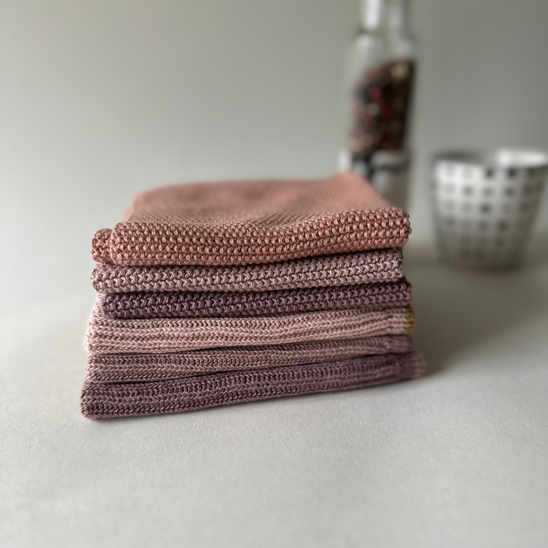 Aspegren Denmark Vaatdoeken - Biologisch Katoen - Set van 2 - Gebreid - Mauve