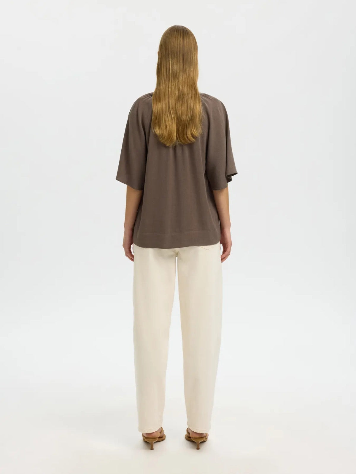 Selected Viva V-neck Linen blend top