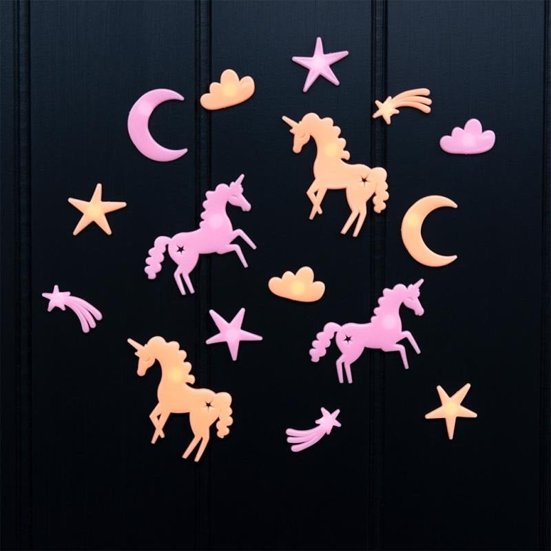 Rex London glow in the dark sticker on shapes unicorns
