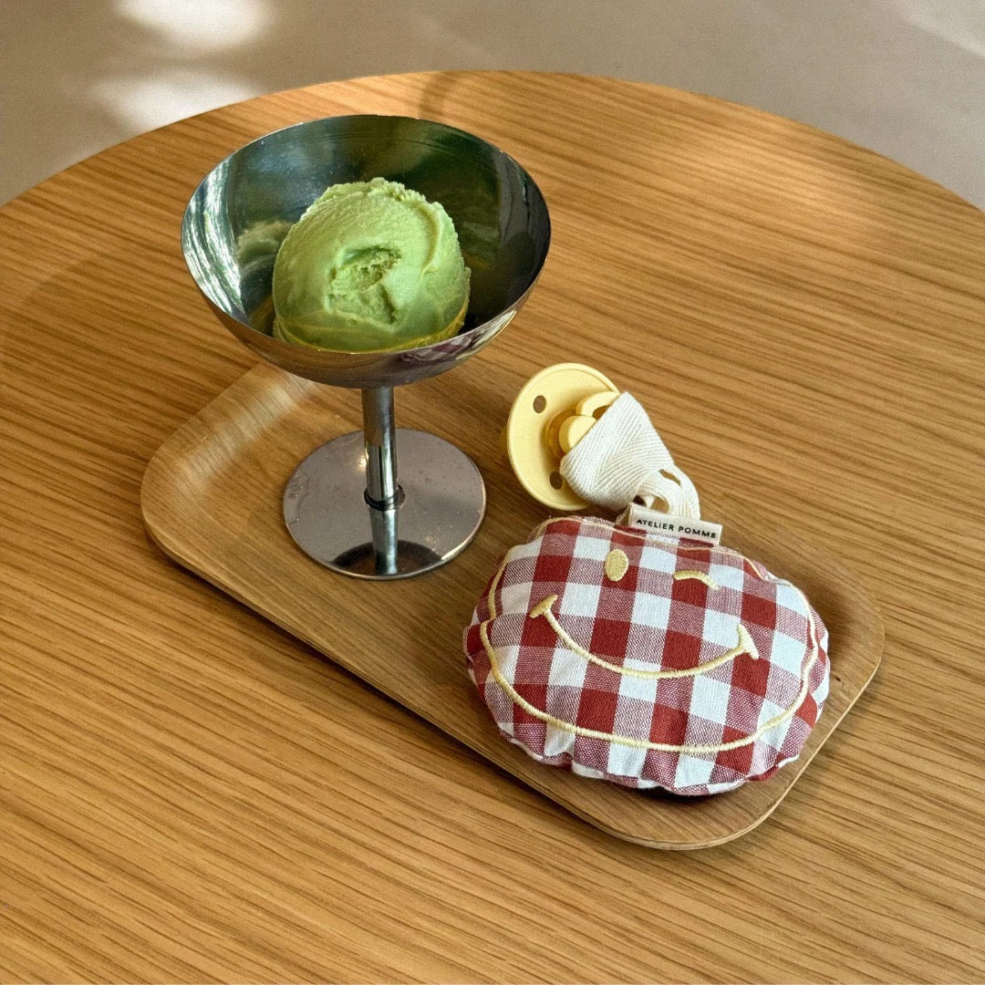 Atelier Pomme Pacifier Cloth Pomme | Checked Bisous Brique