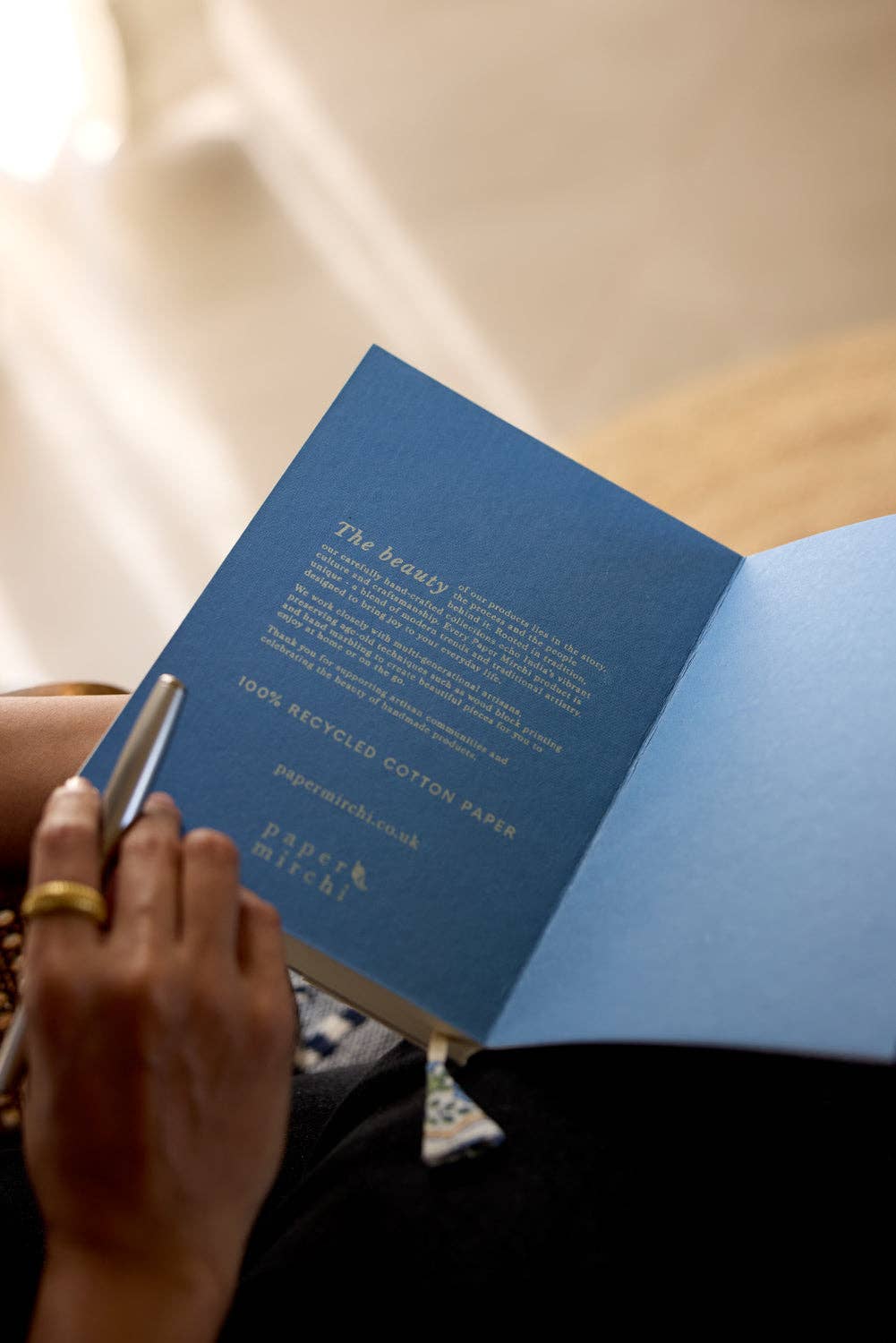 Paper Mirchi Blokgedrukt Gelijnd Notitieboek (A5) - Trellis Indigo