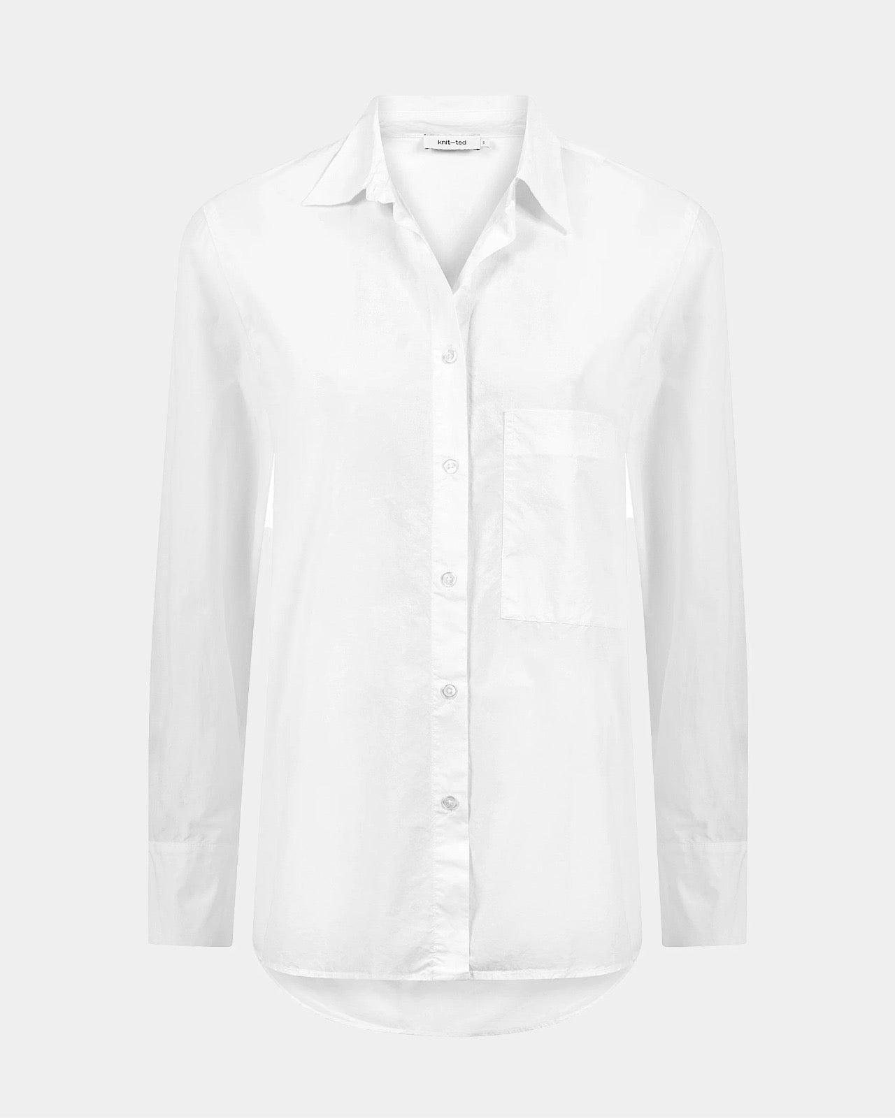 Knit-ted Lies poplin blouse in Oxford Blue