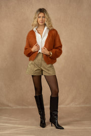 Nais Kort vest met lange mouwen in 80% kid mohair