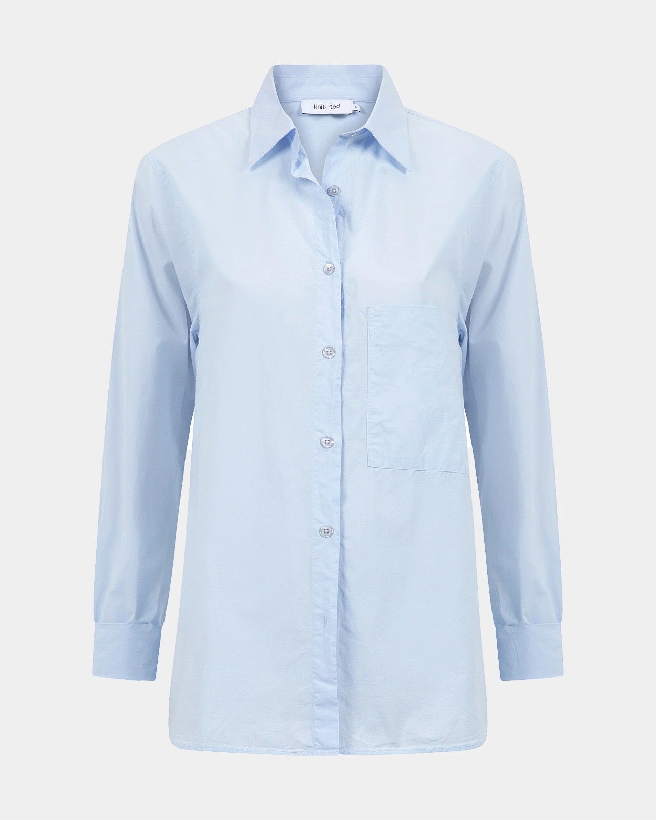 Knit-ted Lies poplin blouse in Oxford Blue