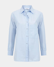 Knit-ted Lies poplin blouse in Oxford Blue
