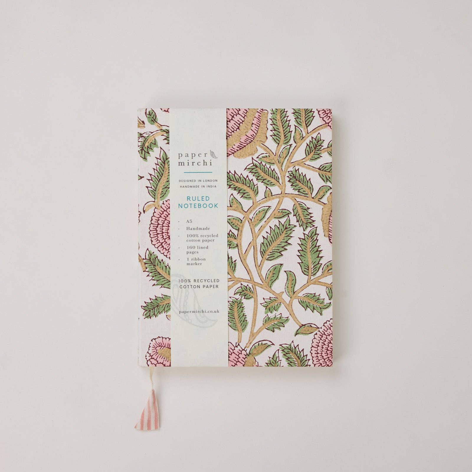 Paper Mirchi Blokgedrukt Gelijnd Notitieboek (A5) - Marigold Glitz Blush