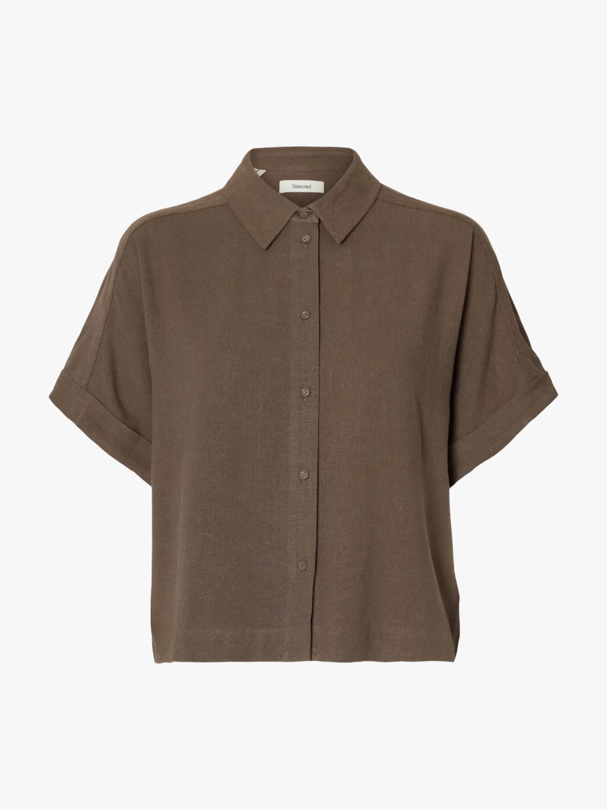 Selected Viva SS cropped sun shirt linnen