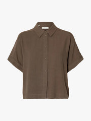 Selected Viva SS cropped sun shirt linnen