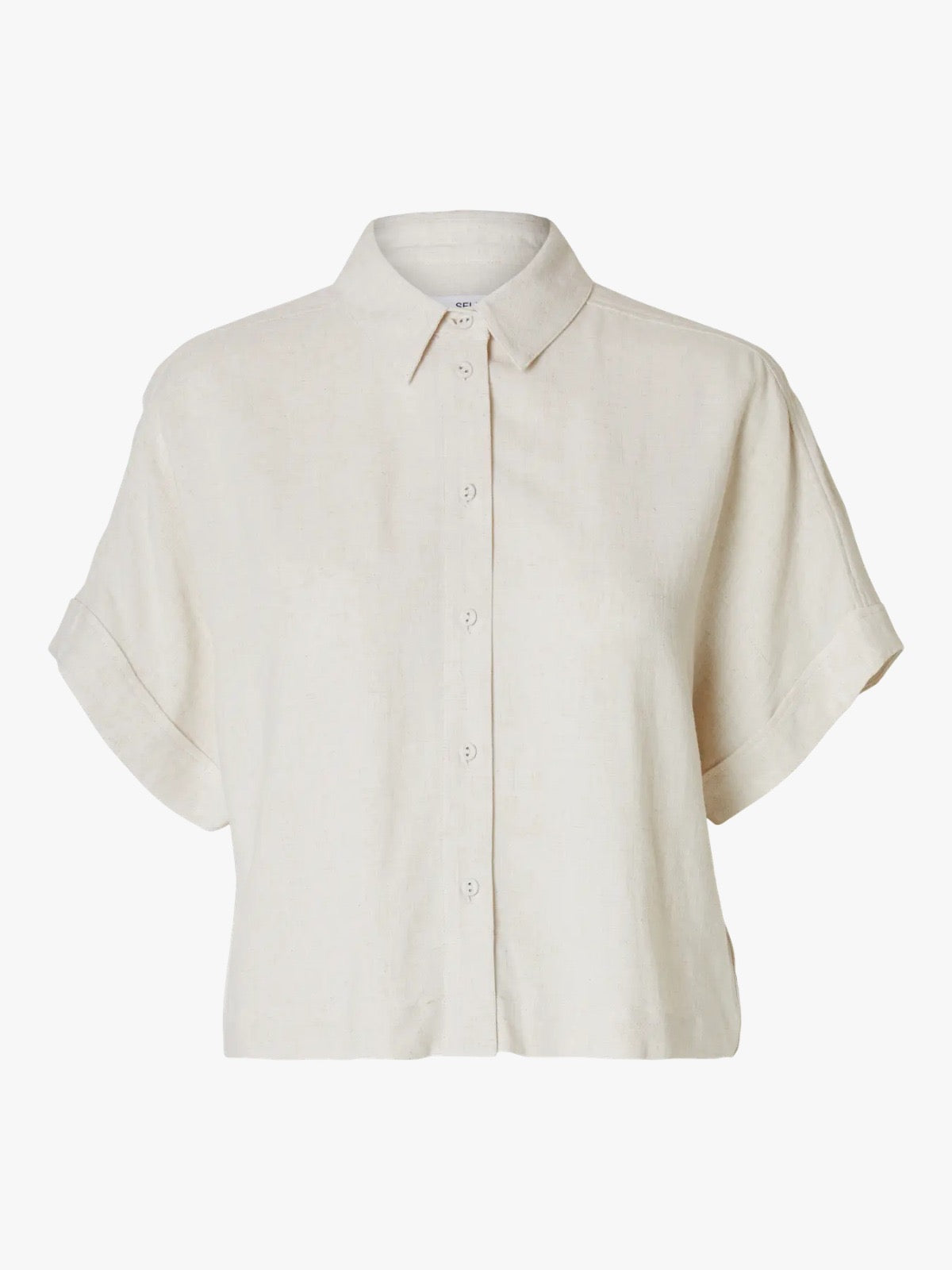 Selected Viva SS cropped sun shirt linnen