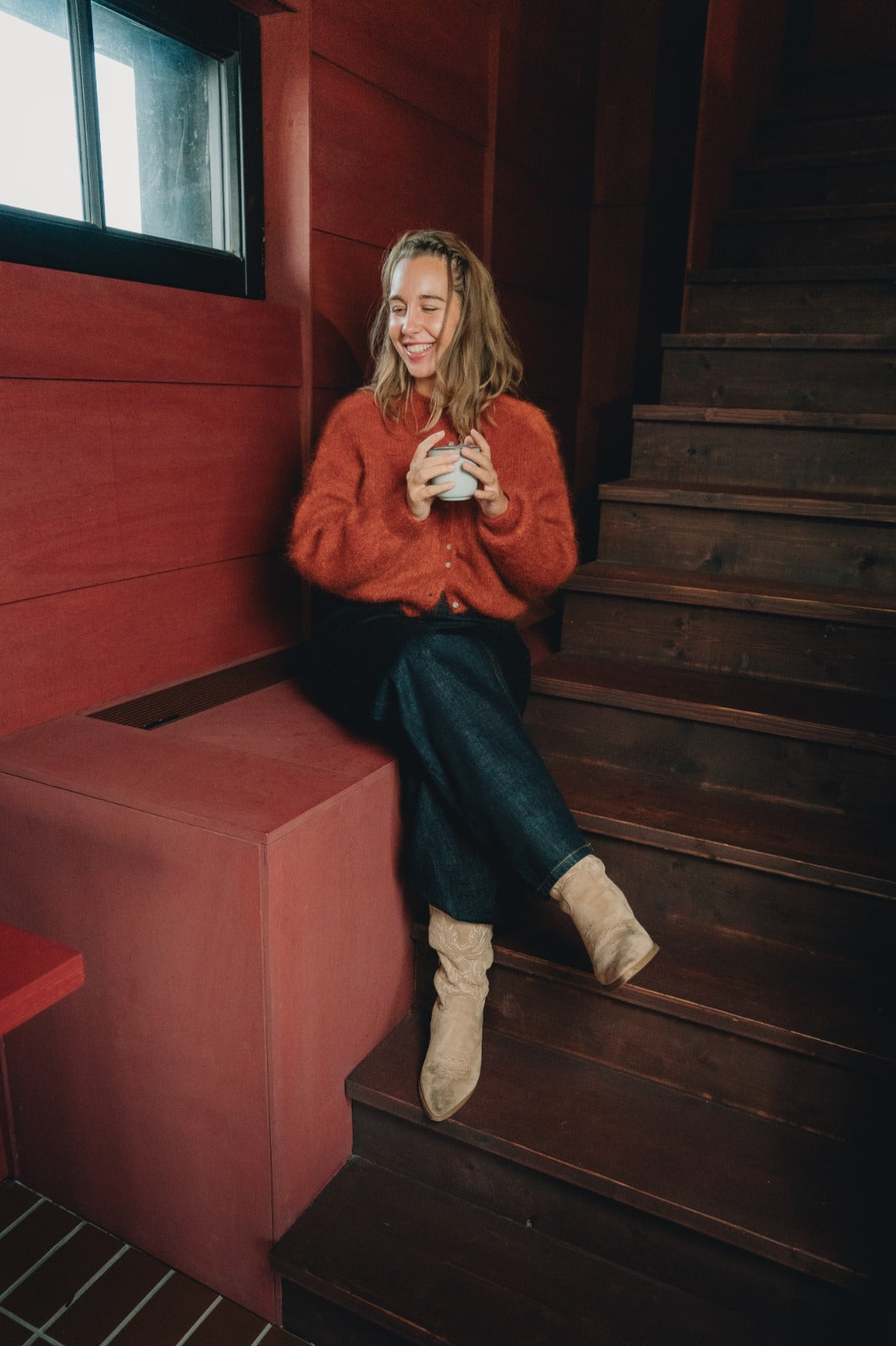 Nais Korte cardigan met ronde hals en lange mouwen, 80% kidmohair