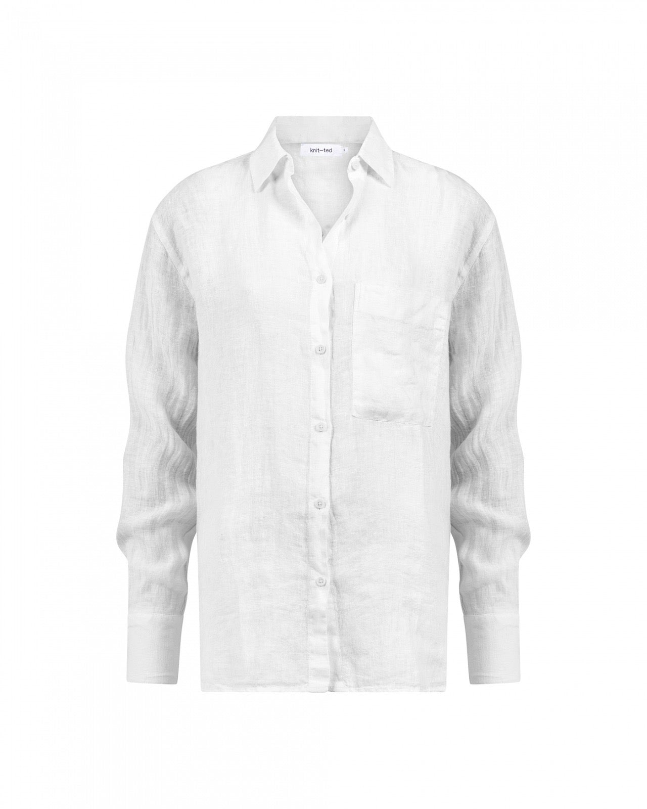 Knit-ted Pepper blouse van linnen bruin