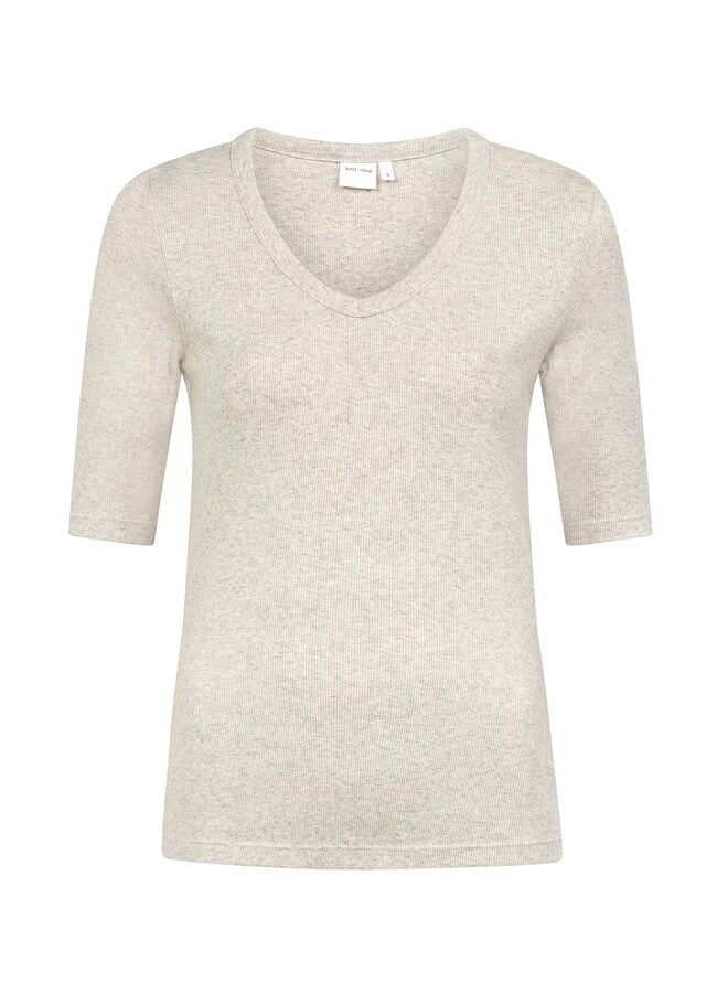 Knit-ted Eden T-shirt dames | Rib top met V-hals