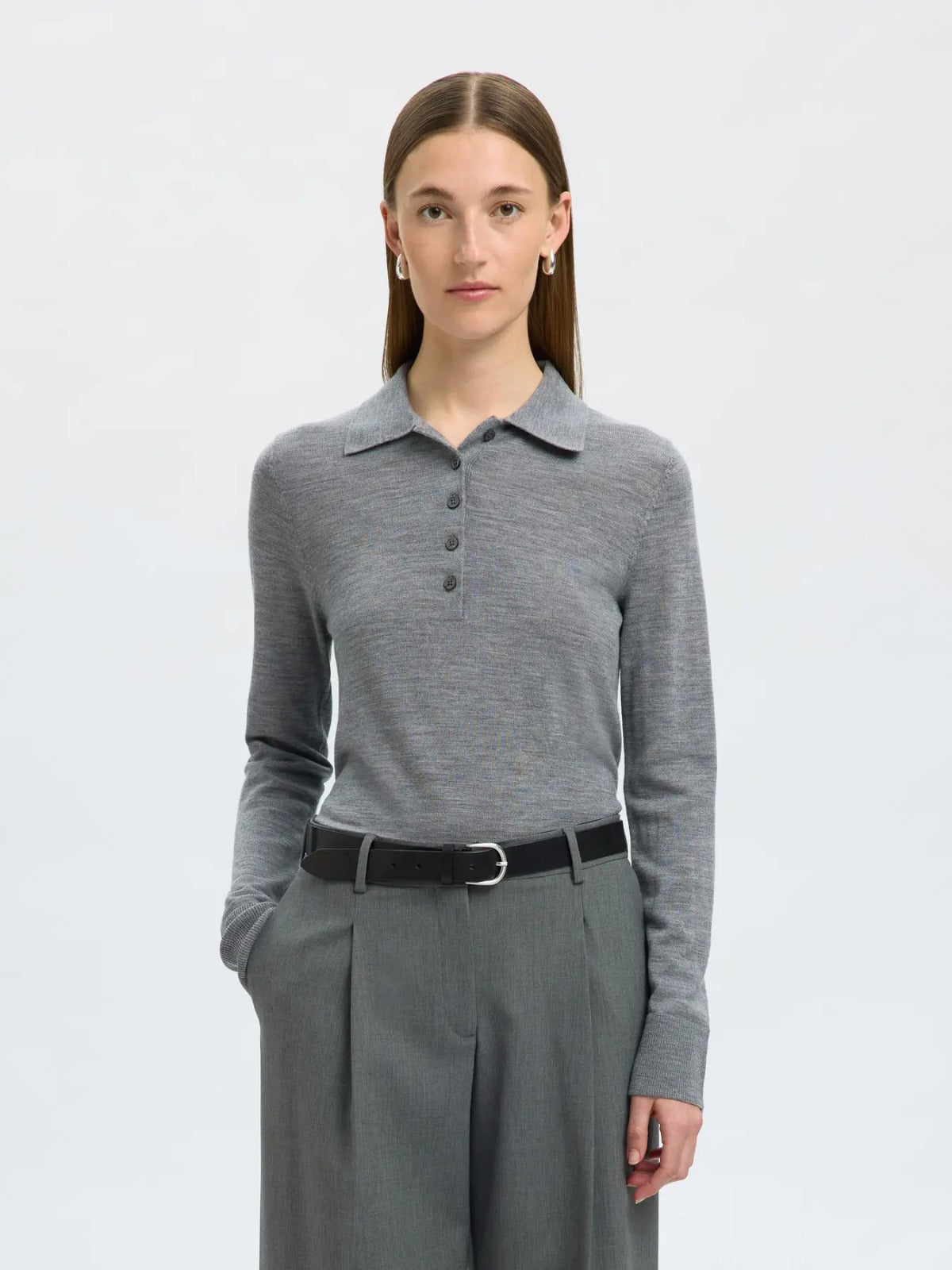 Selected SLFThea Knit merino collar neck