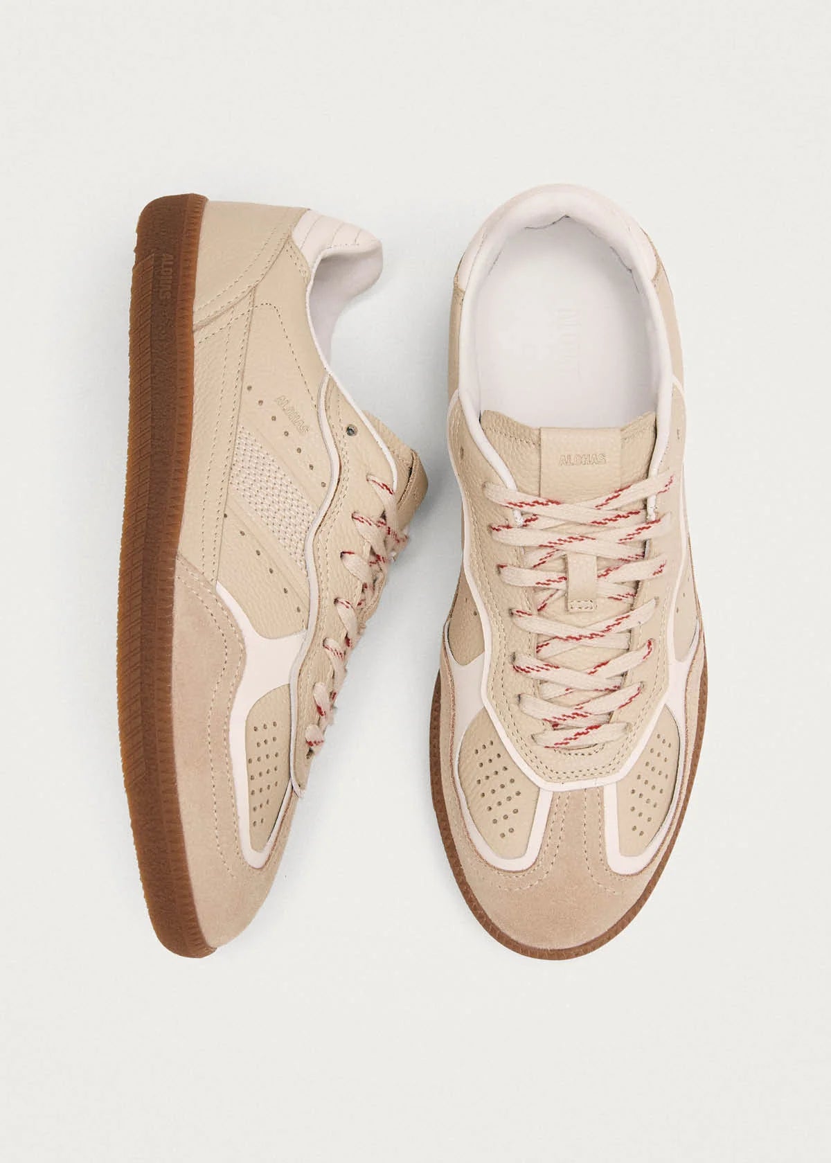 Alohas rife grain cream leather sneakers