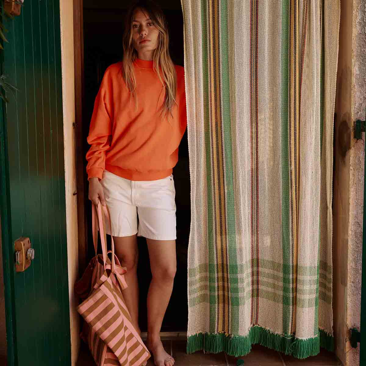 Rose in April Elisa Tote Bag Caramel Roze Strepen