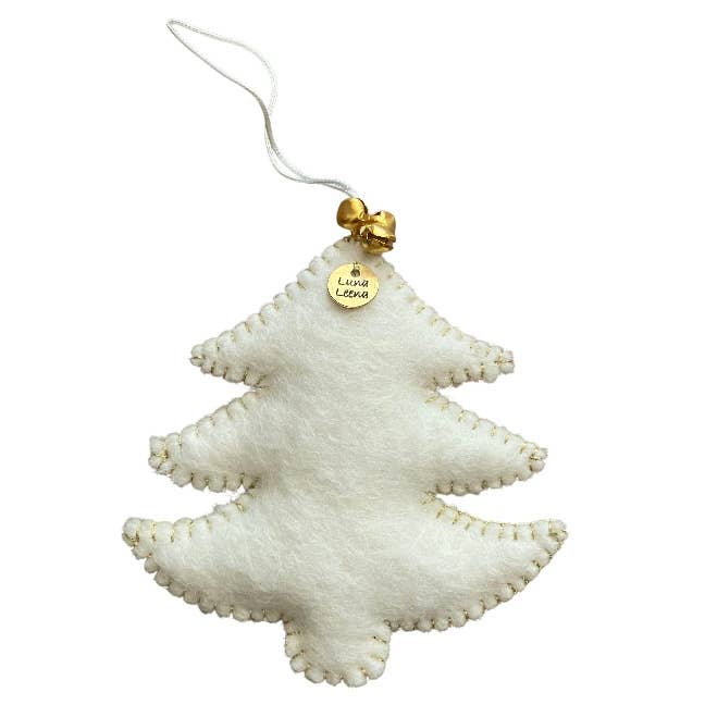 Luna Leena kerstboom hanger – off-white & goud – wol