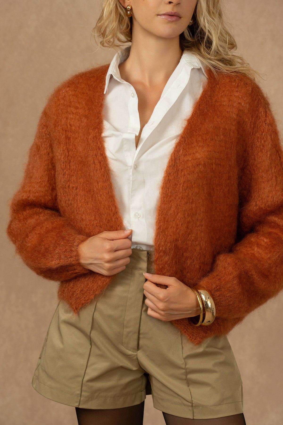 Nais Kort vest met lange mouwen in 80% kid mohair
