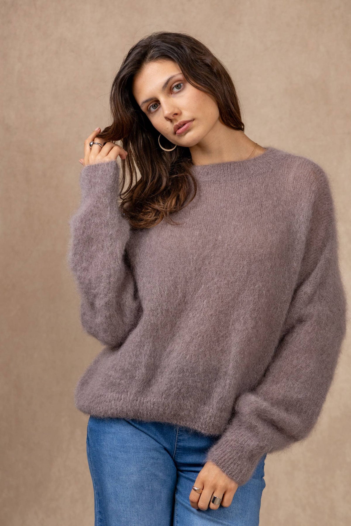 Nais Trui met ronde hals van 74% kid mohair