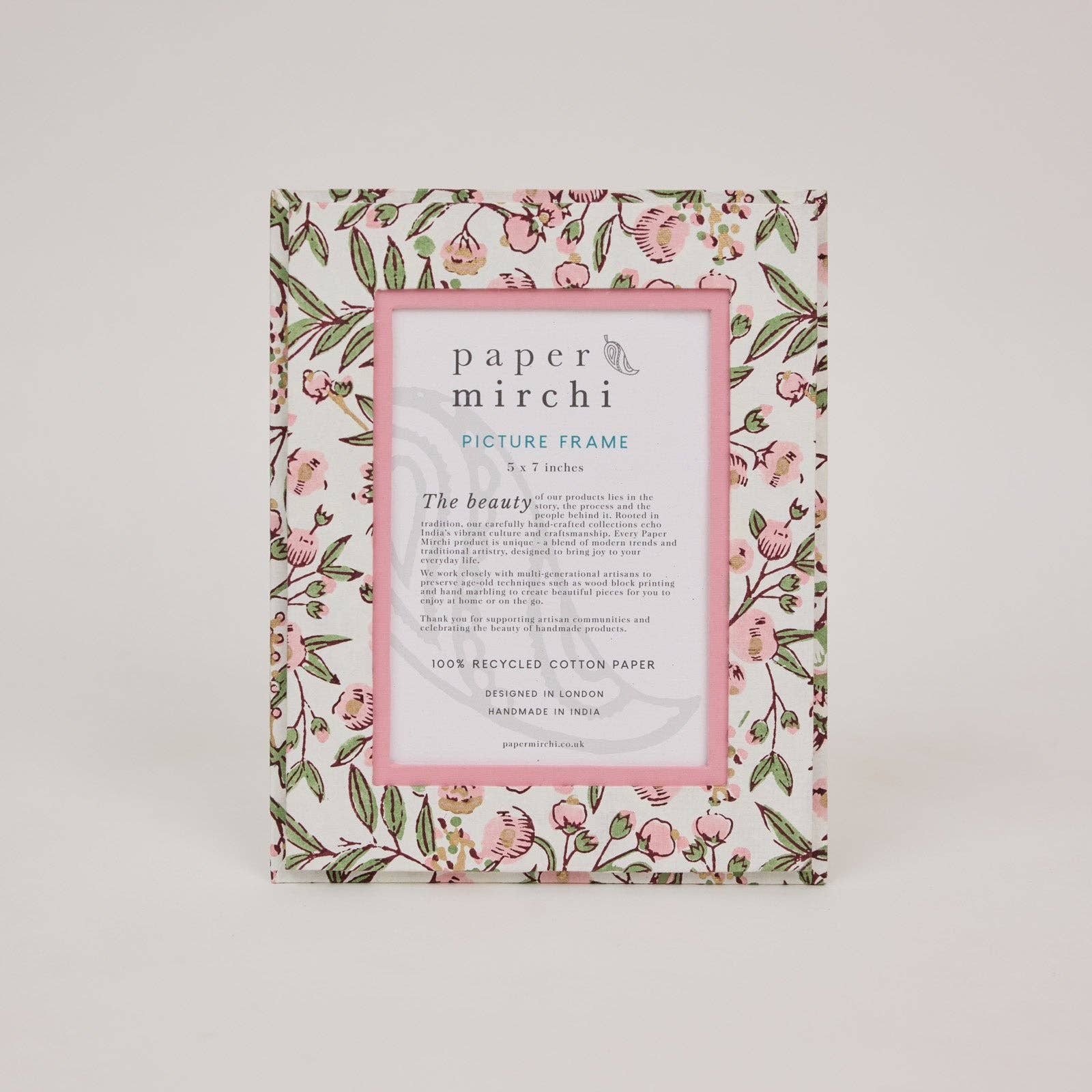 Paper Mirchi Blokgedrukte Fotolijst (5x7) - Zangvogels Blush