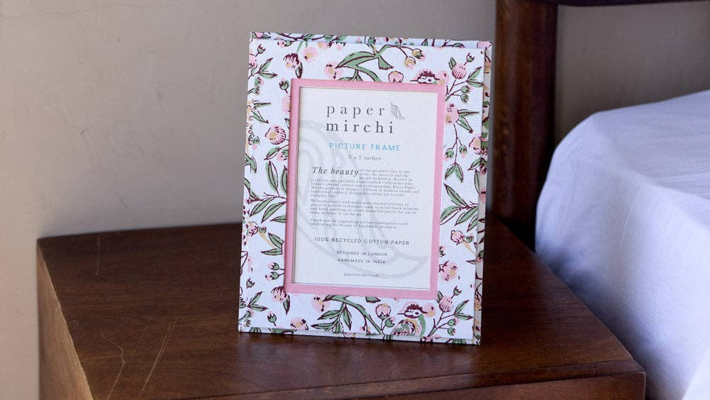 Paper Mirchi Blokgedrukte Fotolijst (5x7) - Zangvogels Blush