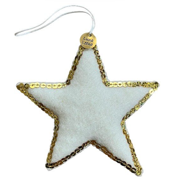 Luna Leena ster kersthanger – off-white & goud – wol