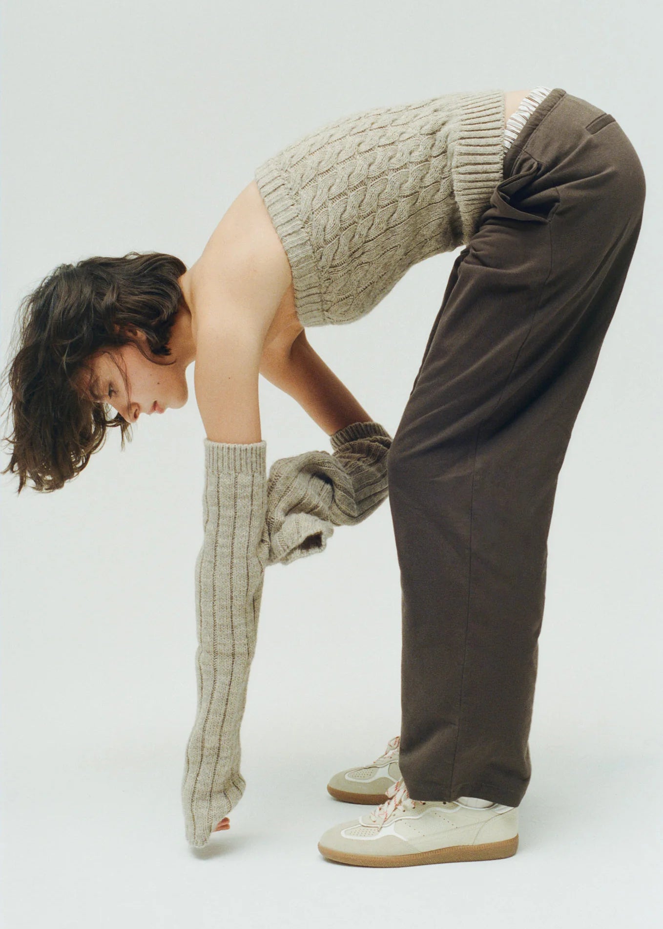 Alohas rife grain cream leather sneakers