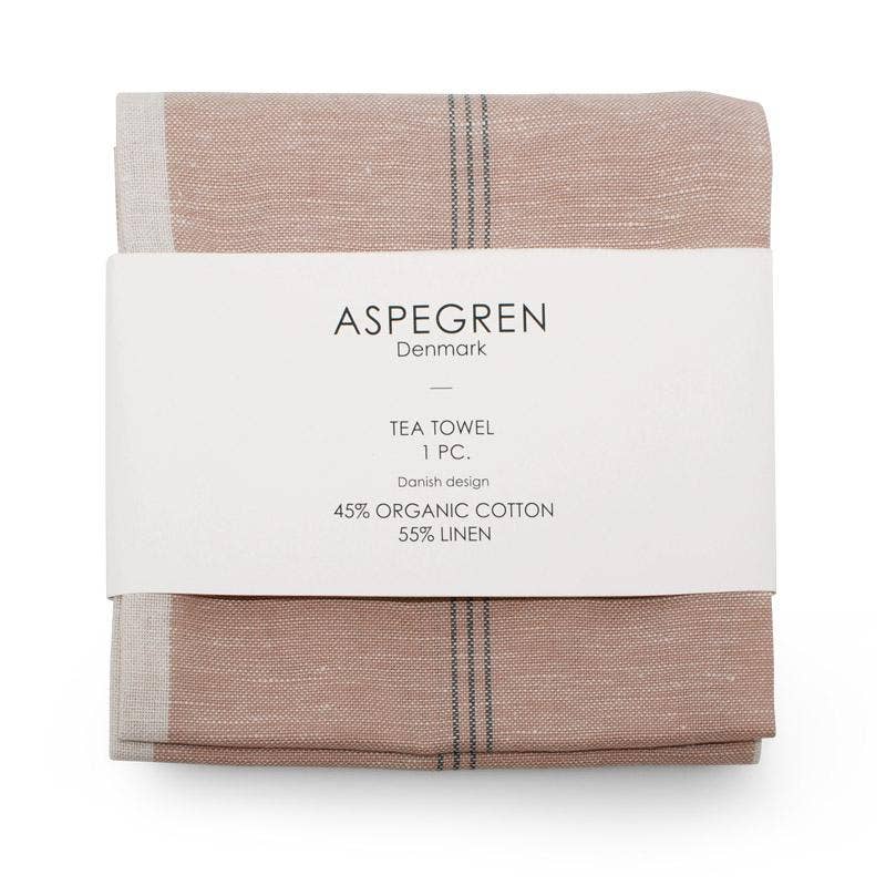 Aspegren Denmark Theedoek - fijne strepen - latte