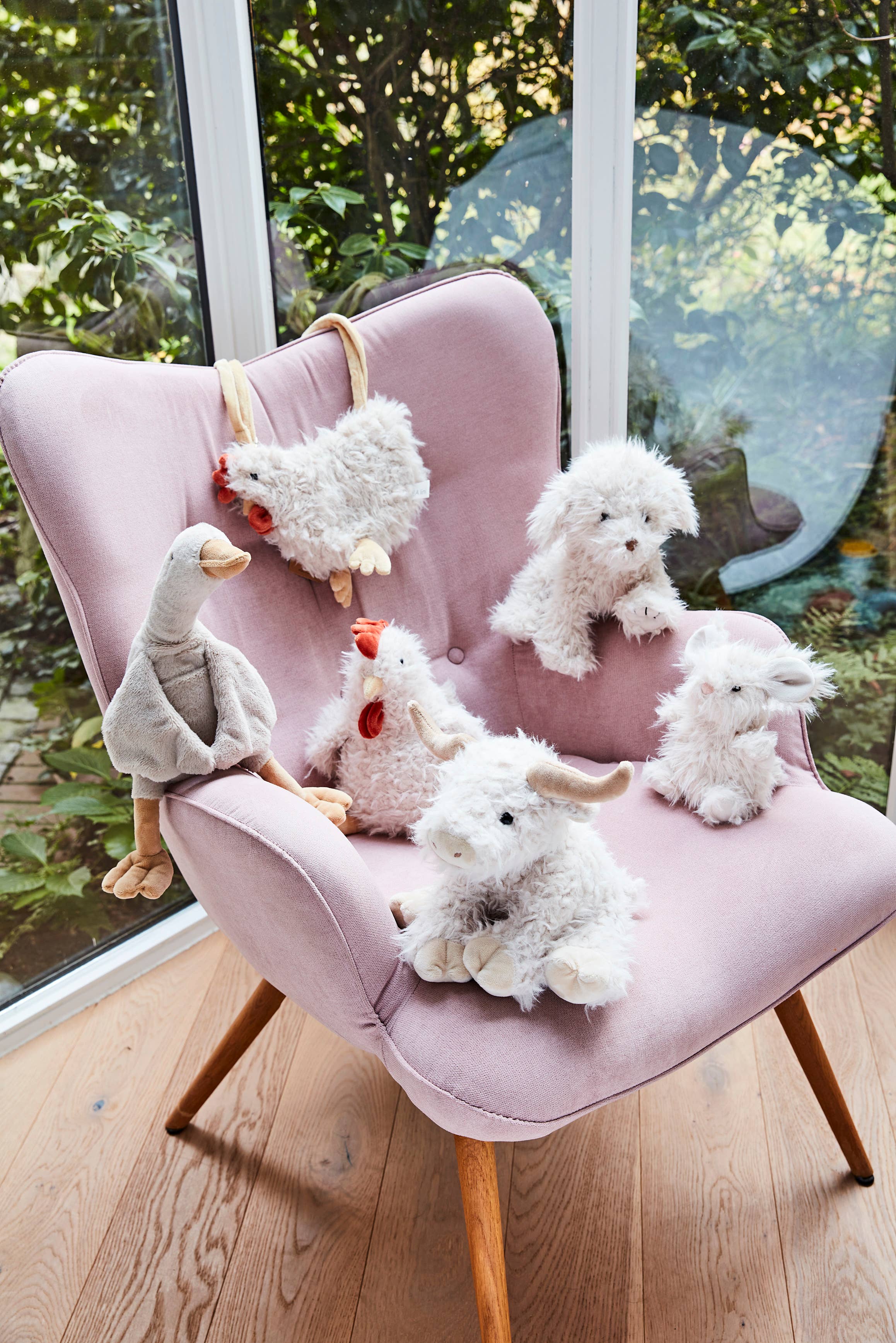 Pluche knuffeldier boerderijdier hond wit 25 cm