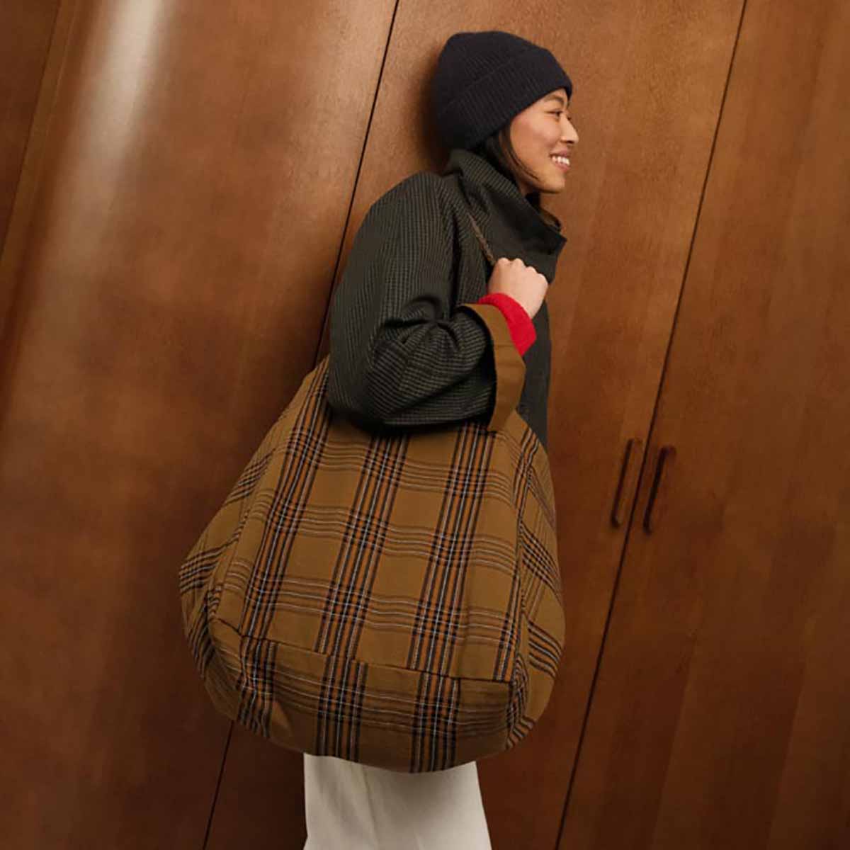 Rose in April Katoenen Tartan Shopper