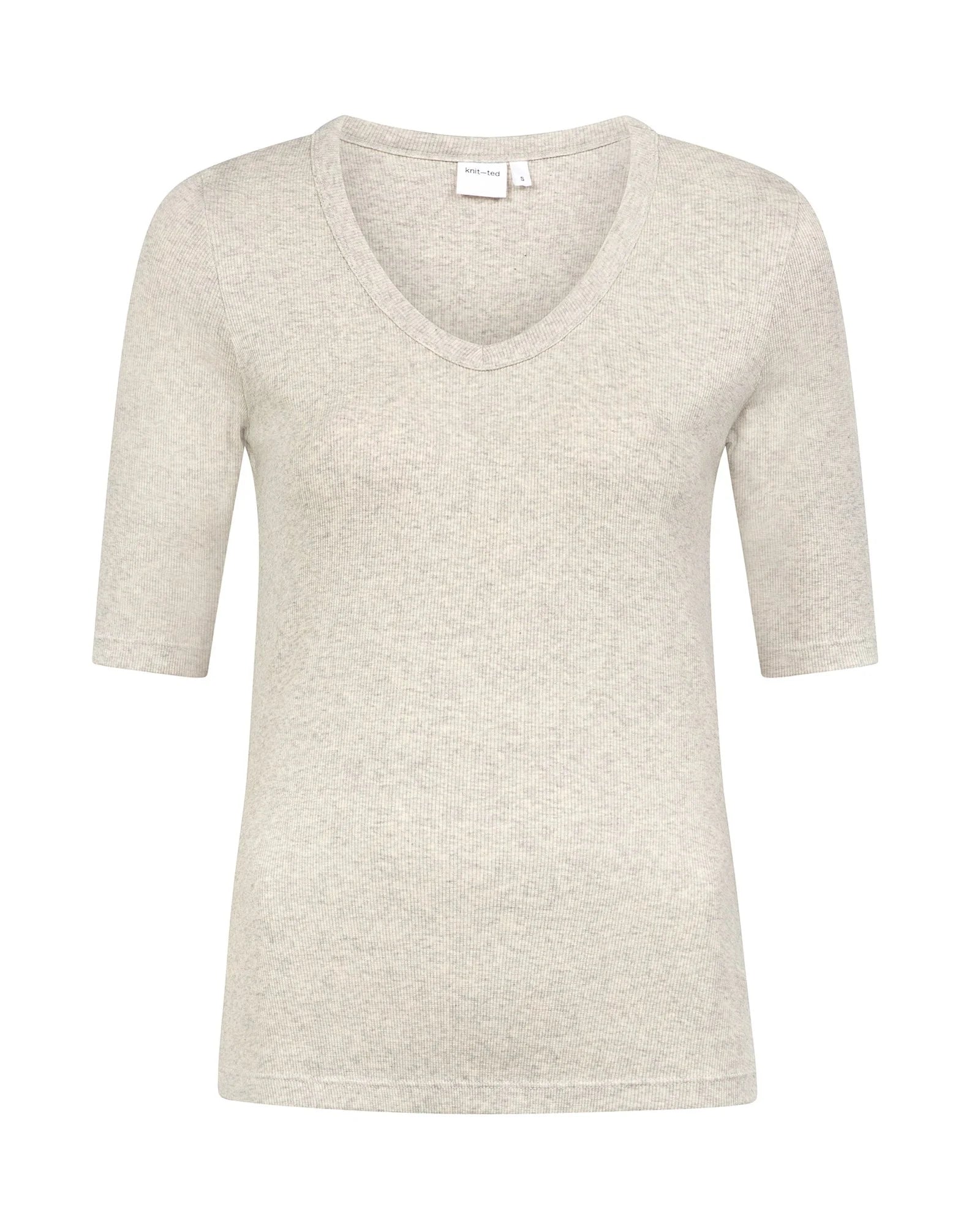 Knit-ted Eden T-shirt dames | Rib top met V-hals